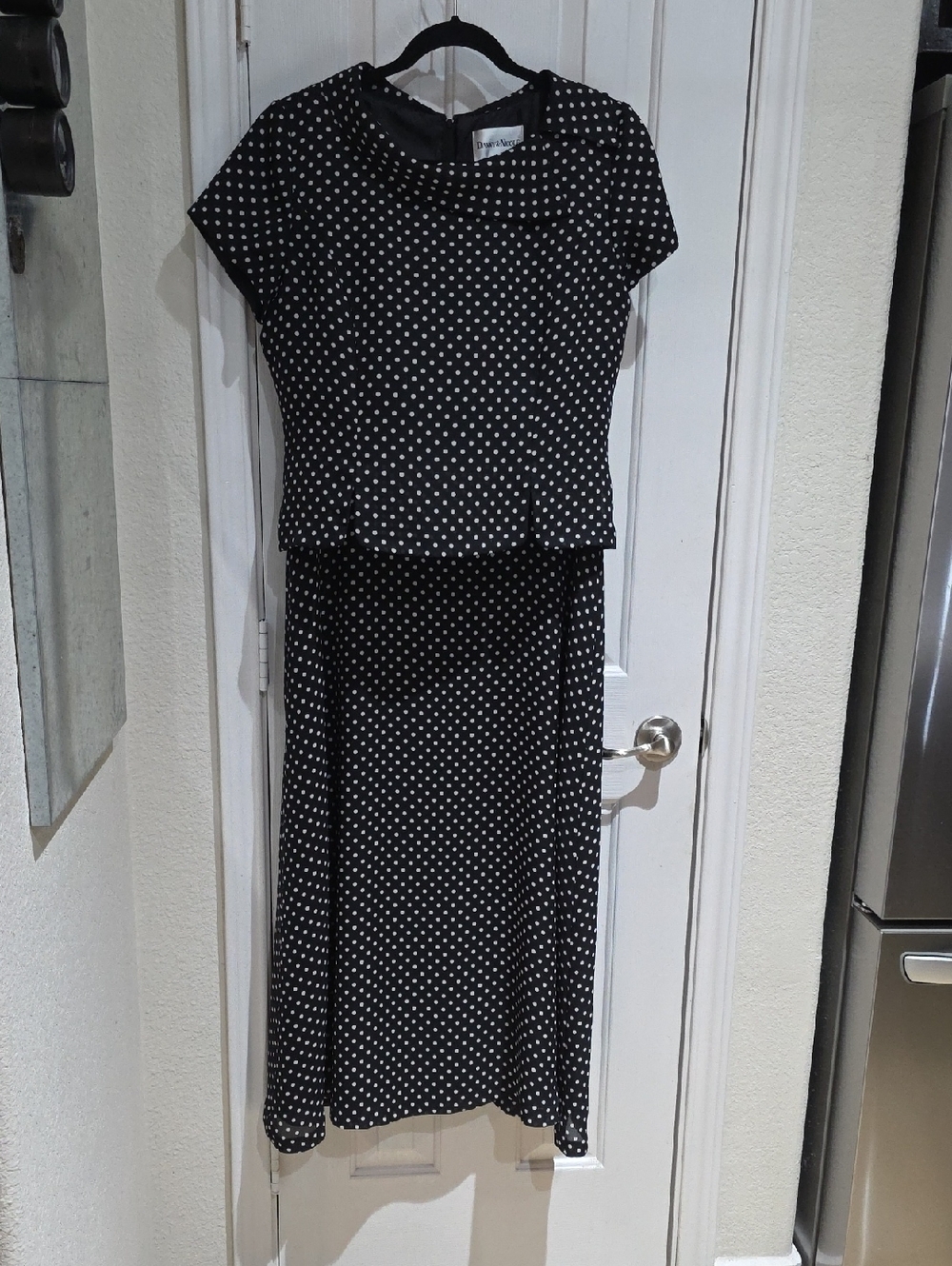 Danny & Nicole Black Polka Dot One-Piece Dress Size 12